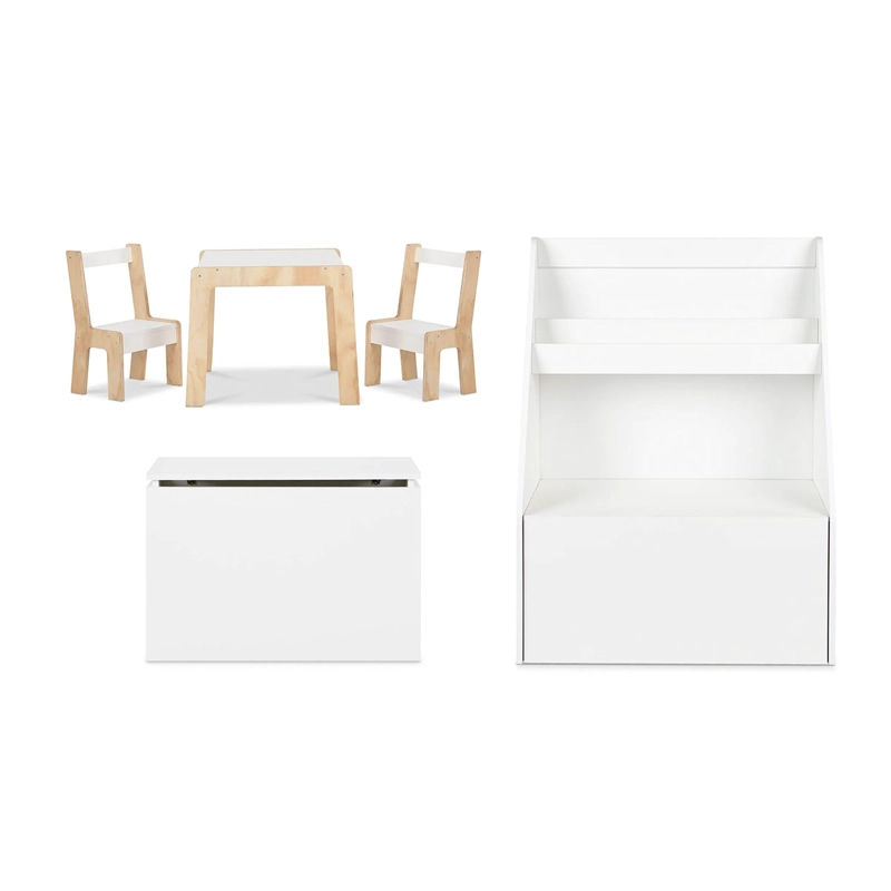 SET MUEBLES INFANTIL CIC MESITA + LIBRERO + BAÚL BLANCO - 1