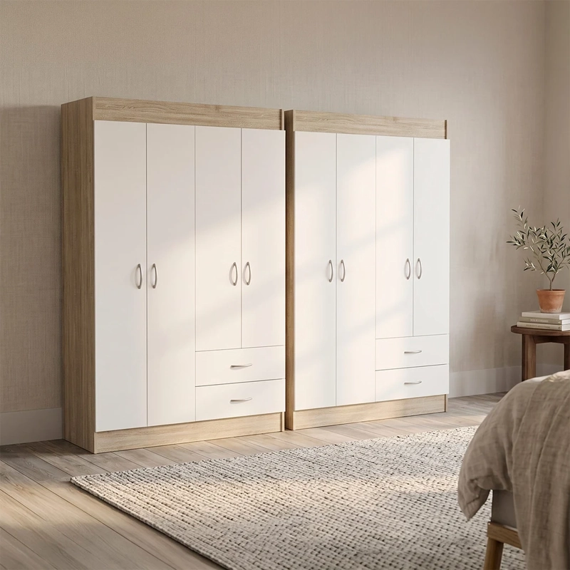 SET 2 CLOSET CIC 4 PUERTAS 2 CAJONES BICOLOR