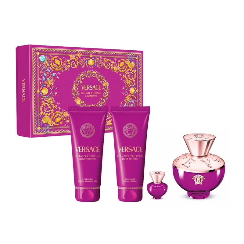 SET PERFUME MUJER VERSACE DYLAN PURPLE EDP 100ML+5ML+100ML+100ML