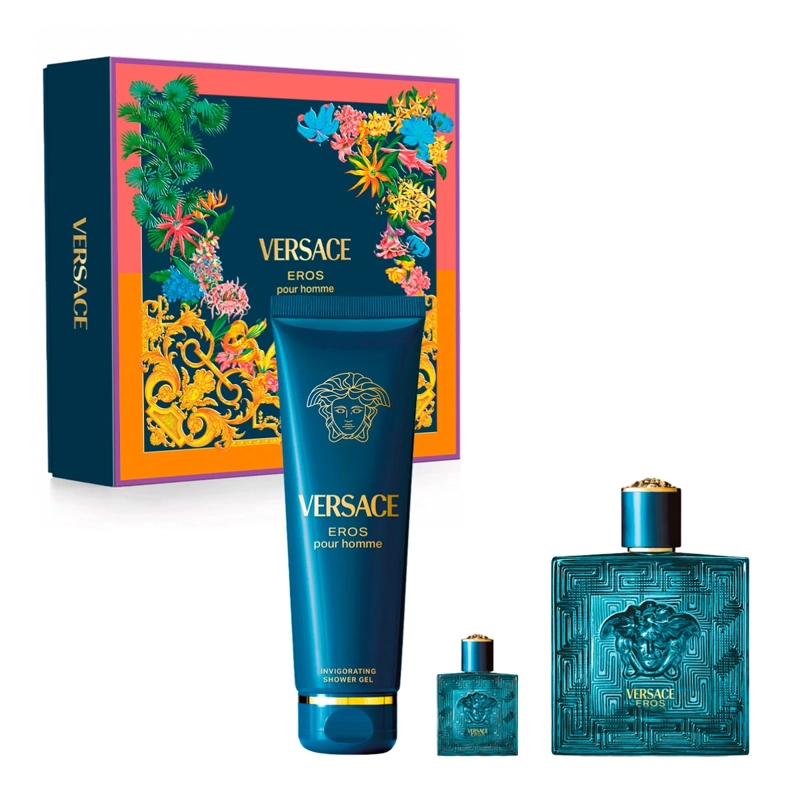SET PERFUME HOMBRE VERSACE EROS EDT 100ML+5ML+150ML