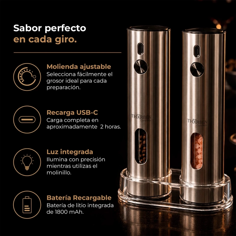 SET MOLEDOR DE ESPECIES THORBEN DELUXE GRINDER USB - 3