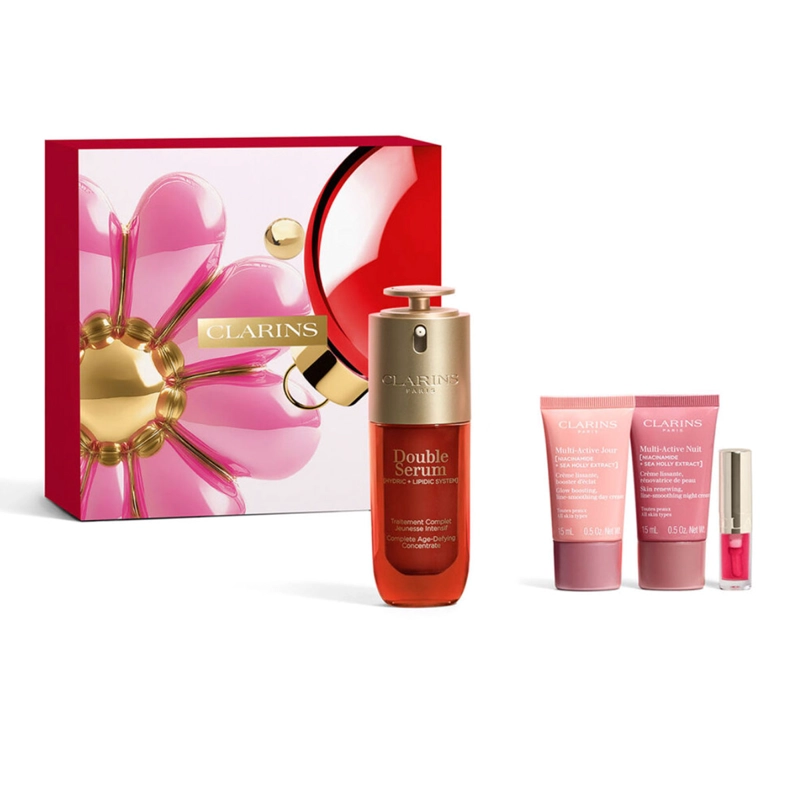 SET ANTIEDAD CLARINS DOUBLE SERUM + MULTI ACTIVE 50ML+15ML+15ML+1,4ML