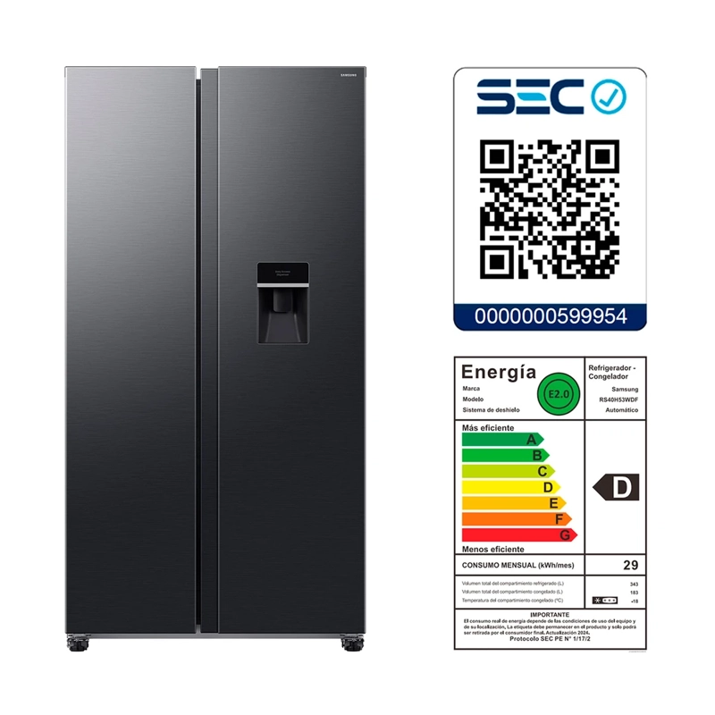 REFRIGERADOR SIDE BY SIDE SAMSUNG RS40H53WDFZS 526L NO FROST GRAFITO - 11