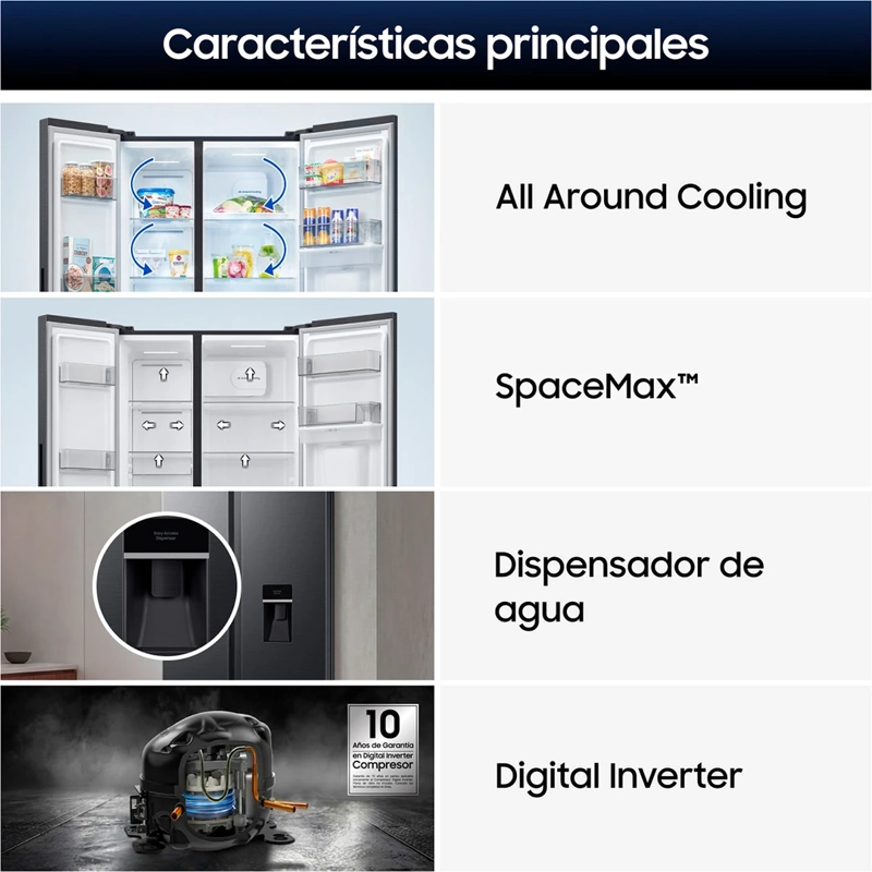 REFRIGERADOR SIDE BY SIDE SAMSUNG RS40H53WDFZS 526L NO FROST GRAFITO - 6
