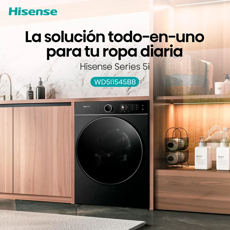 LAVADORA SECADORA HISENSE WD5I1545BB 15KG 10KG NEGRO - 8