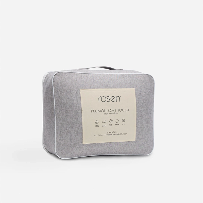 PLUMÓN ROSEN SOFT TOUCH LISO 1.5 PLAZAS GRAFITO MELANGE - 5