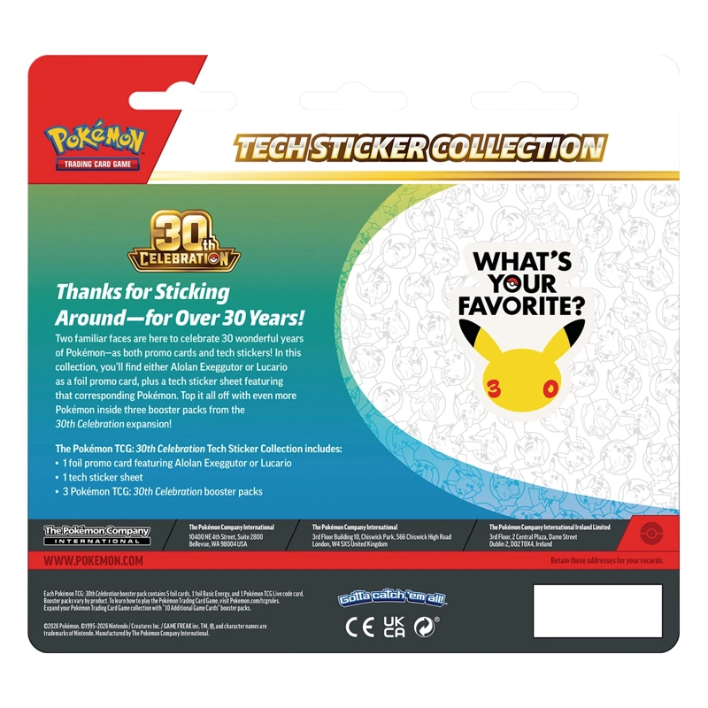 JUEGO DE ESTRATEGIA POKÉMON 30TH TECH STICKER COLLECTION INGLÉS - 2