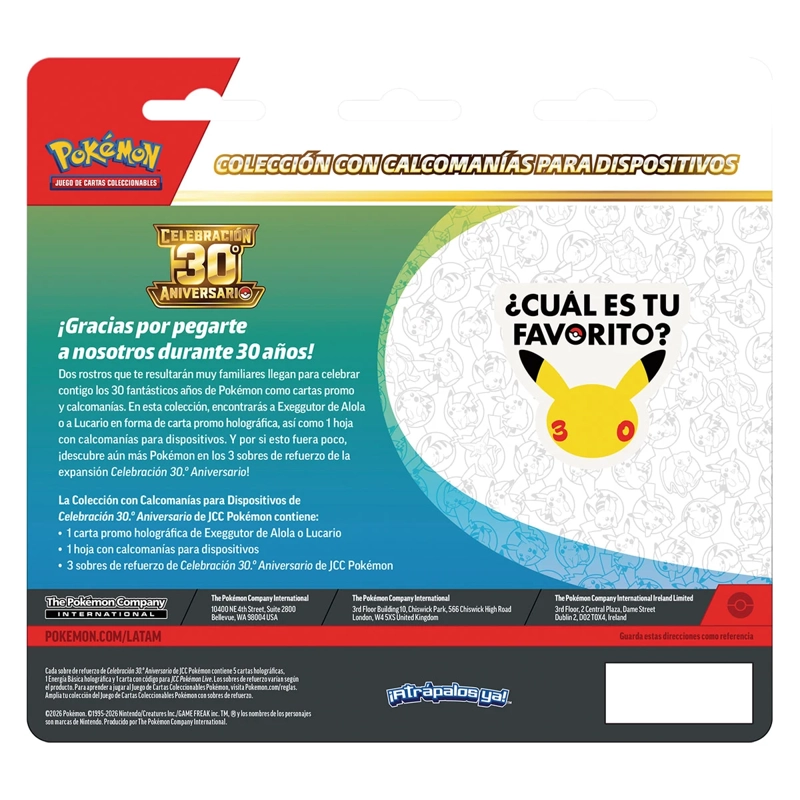 JUEGO DE ESTRATEGIA POKÉMON 30TH TECH STICKER COLLECTION ESPAÑOL - 2