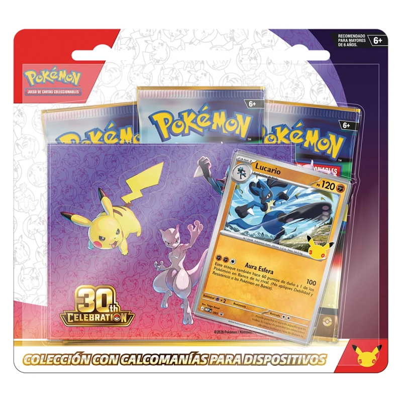 JUEGO DE ESTRATEGIA POKÉMON 30TH TECH STICKER LUCARIO ESPAÑOL - 1