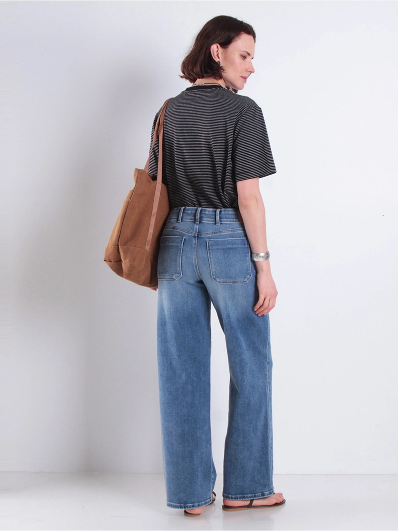 JEANS MUJER WADOS ALGODÓN CARGO RECTO TIRO ALTO - 4