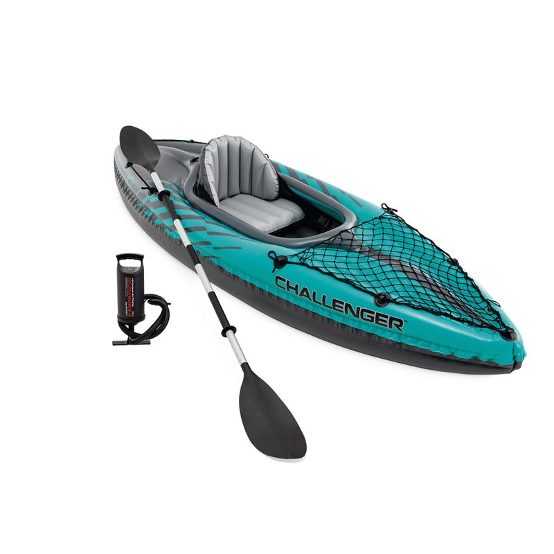 KAYAK INFLABLE INTEX CHALLENGER K1 SET + REMOS + INFLADOR CAPACIDAD 1 PERSONA - 1