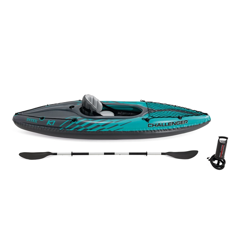 KAYAK INFLABLE INTEX CHALLENGER K1 SET + REMOS + INFLADOR CAPACIDAD 1 PERSONA - 2