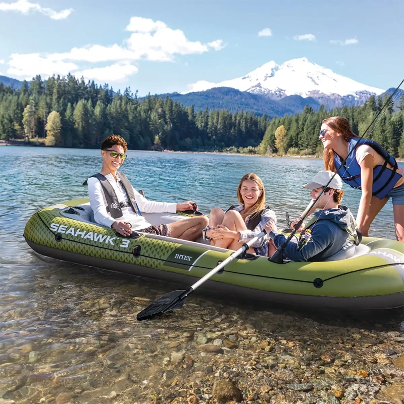 BOTE INFLABLE INTEX SEAHAWK 3 SET CAPACIDAD 360 KG + REMOS + INFLADOR - 8