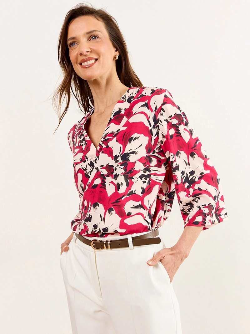 BLUSA MUJER MA GRIFFE ESCOTE EN V MANGA TIPO KIMONO ESTAMPADO - 1