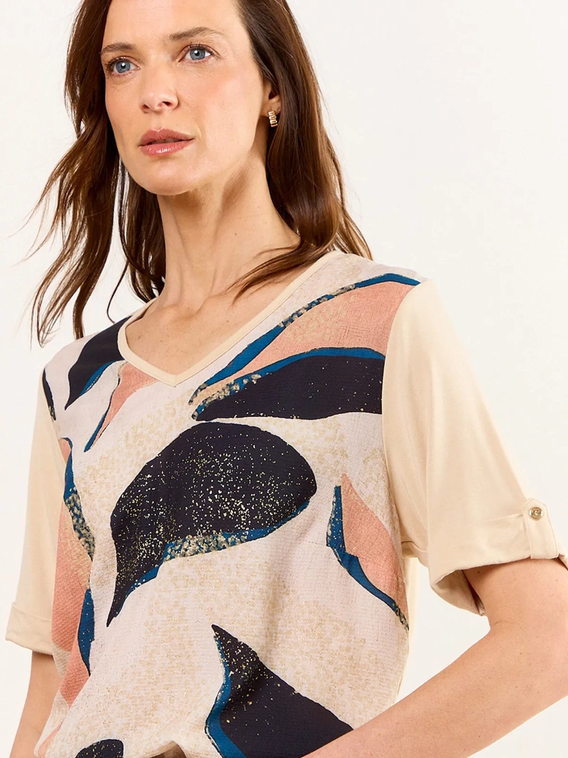 POLERA MUJER MA GRIFFE ESCOTE EN V MANGA CORTA - 3
