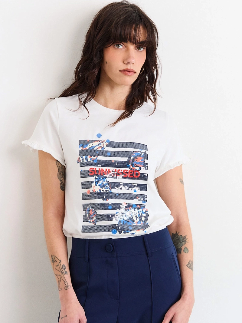 POLERA MUJER IO ALGODÓN ESTAMPADA - 1