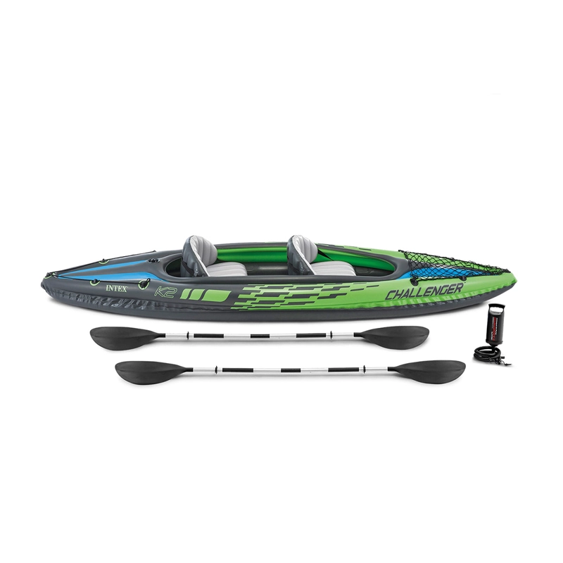 KAYAK INFLABLE INTEX CHALLENGER K2 SET + REMOS + INFLADOR CAPACIDAD 2 PERSONAS - 2