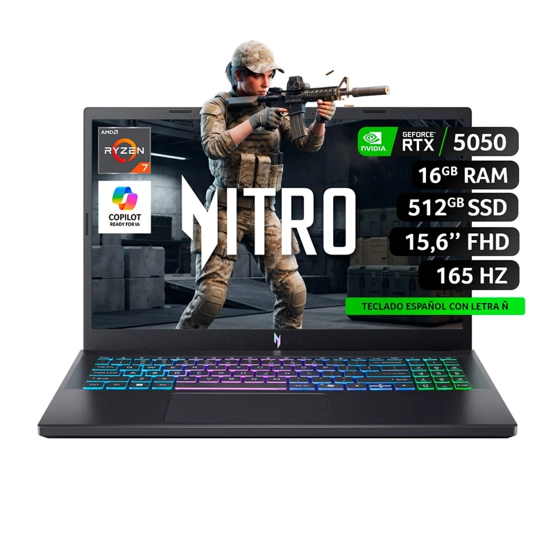 NOTEBOOK ACER NITRO V ANV15-A31-R88H-2 AMD RYZEN 7 16GB RAM 512GB SSD NVIDIA RTX 5050 15.6” - 2