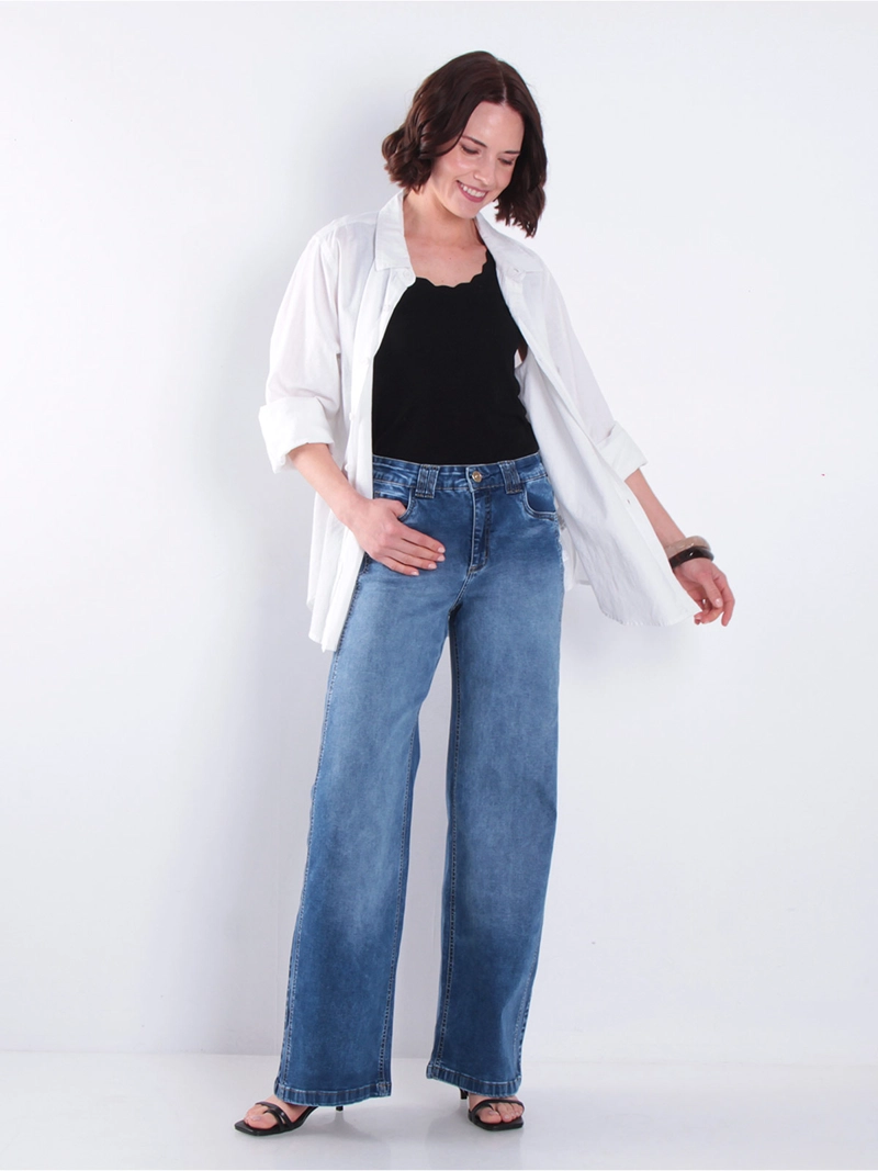 JEANS MUJER WADOS ALGODÓN WIDE LEG TIRO ALTO