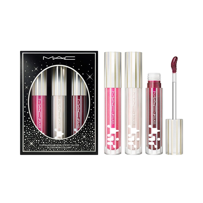 SET LABIAL MAC FESTIVE AFFAIR LIPGLASS AIR TRIO - 1