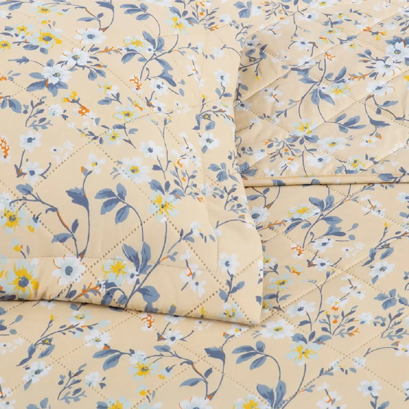 QUILT ANDES ESTAMPADO FLOR 1.5 PLAZAS BEIGE - 2