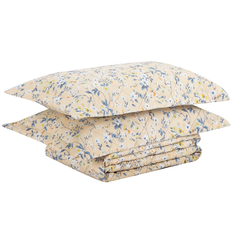 QUILT ANDES ESTAMPADO FLOR 2 PLAZAS BEIGE - 3