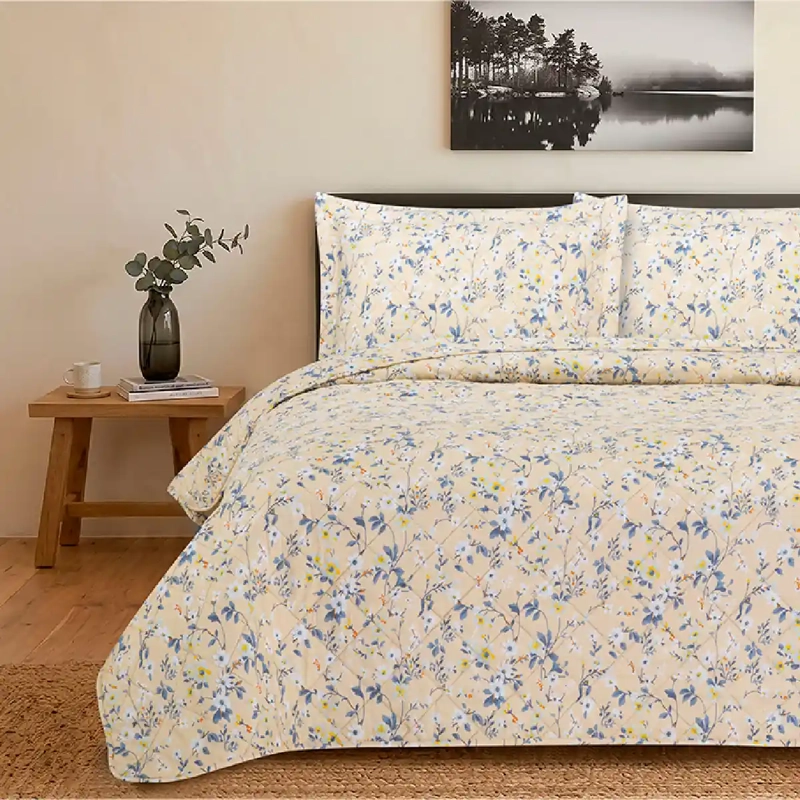 QUILT ANDES ESTAMPADO FLOR KING BEIGE - 1