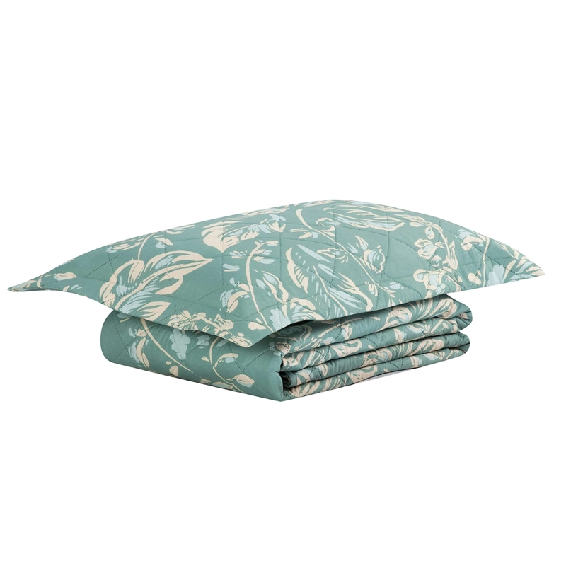 QUILT ANDES ESTAMPADO HOJAS 1.5 PLAZAS AQUA - 3