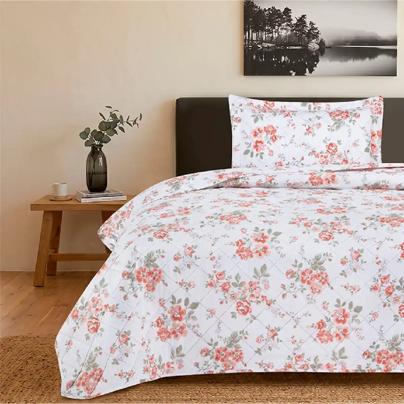 QUILT ANDES ESTAMPADO ROSAS 1.5 PLAZAS  - 1
