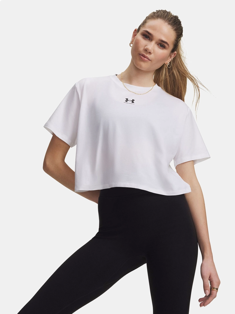 POLERA MUJER UNDER ARMOUR RIVAL BOXY TEE SOLID BLANCO - 1