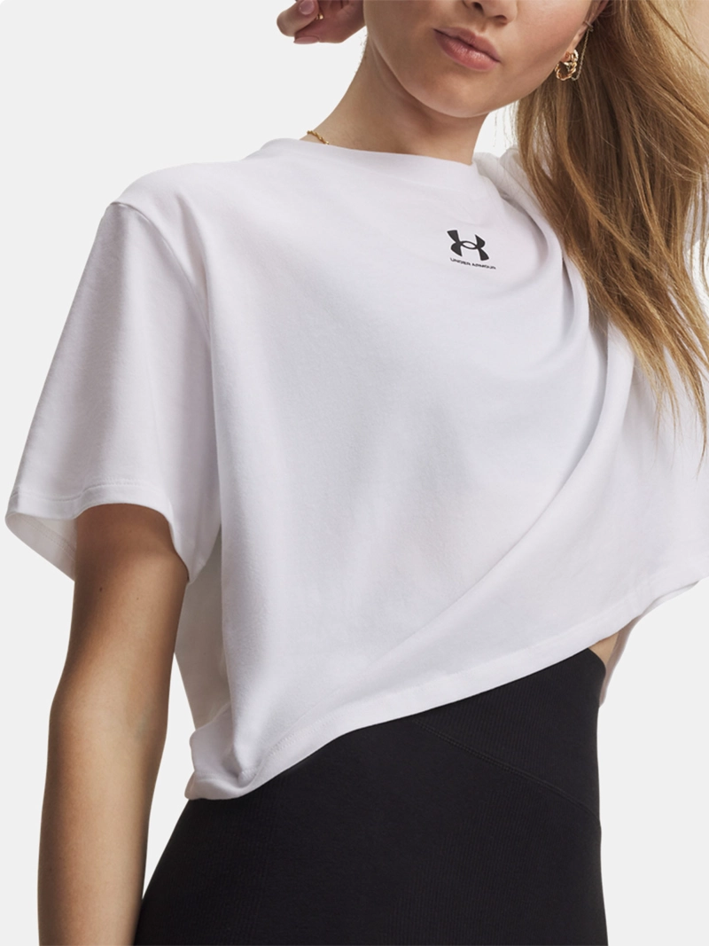 POLERA MUJER UNDER ARMOUR RIVAL BOXY TEE SOLID BLANCO - 3