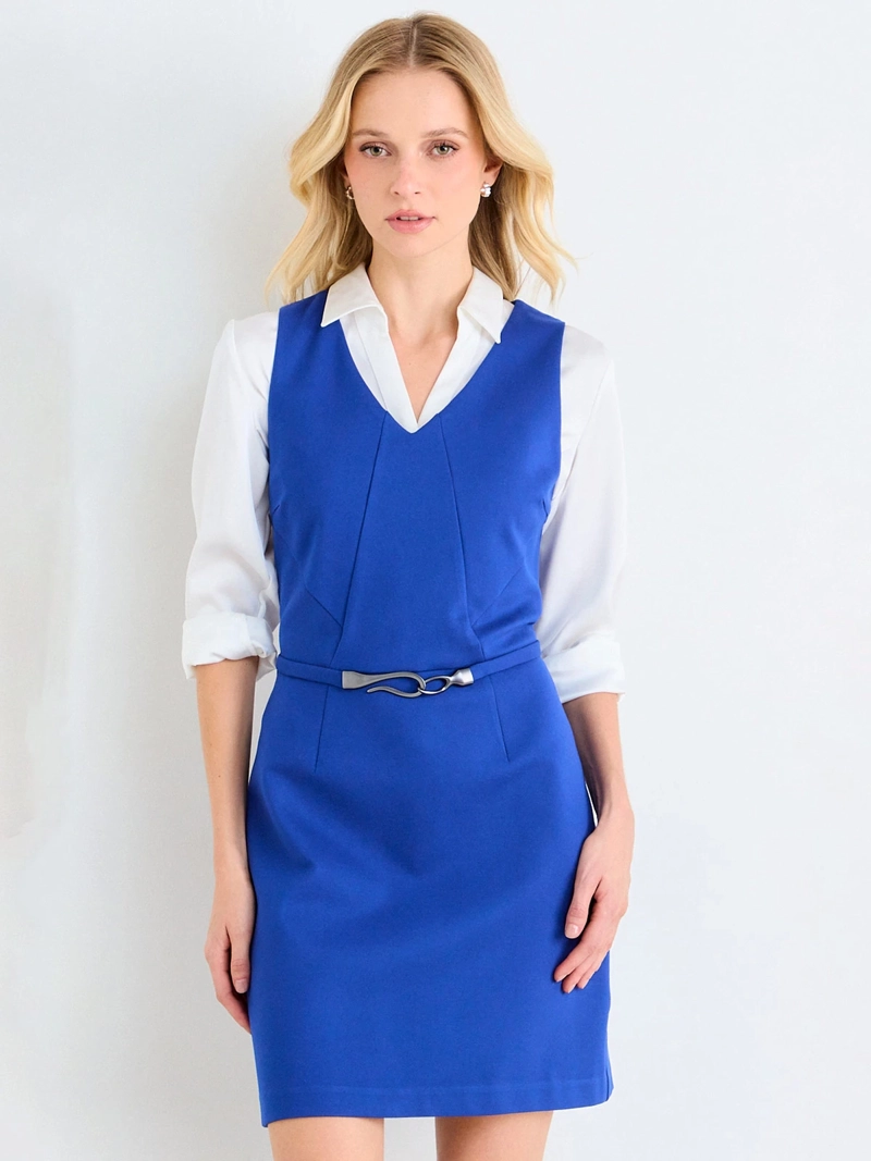 VESTIDO MUJER ASH CORTO TIPO JUMPER ESCOTE EN V - 2