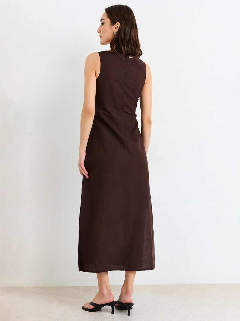 VESTIDO MUJER ASH LINO MIDI SIN MANGAS ESCOTE REDONDO - 2