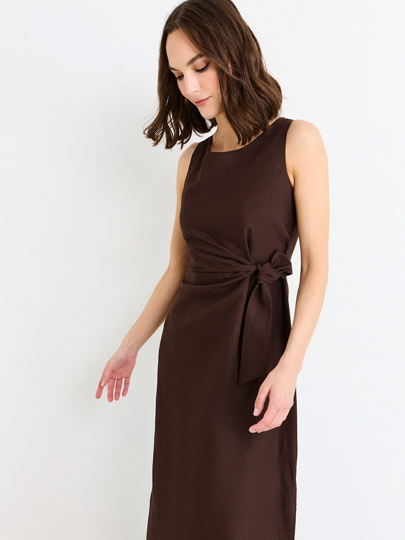 VESTIDO MUJER ASH LINO MIDI SIN MANGAS ESCOTE REDONDO - 3