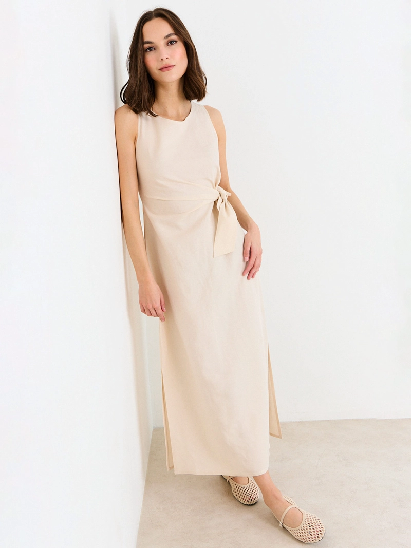 VESTIDO MUJER ASH LINO MIDI SIN MANGAS ESCOTE REDONDO