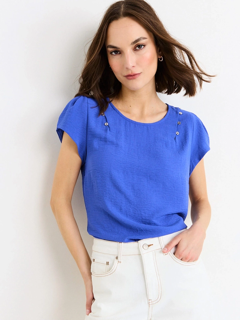 BLUSA MUJER ASH MANGA CORTA TEXTURA