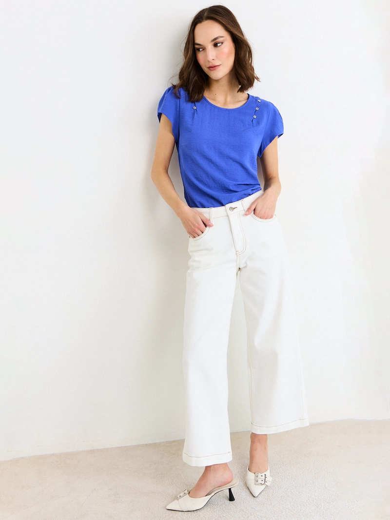 BLUSA MUJER ASH MANGA CORTA TEXTURA - 4