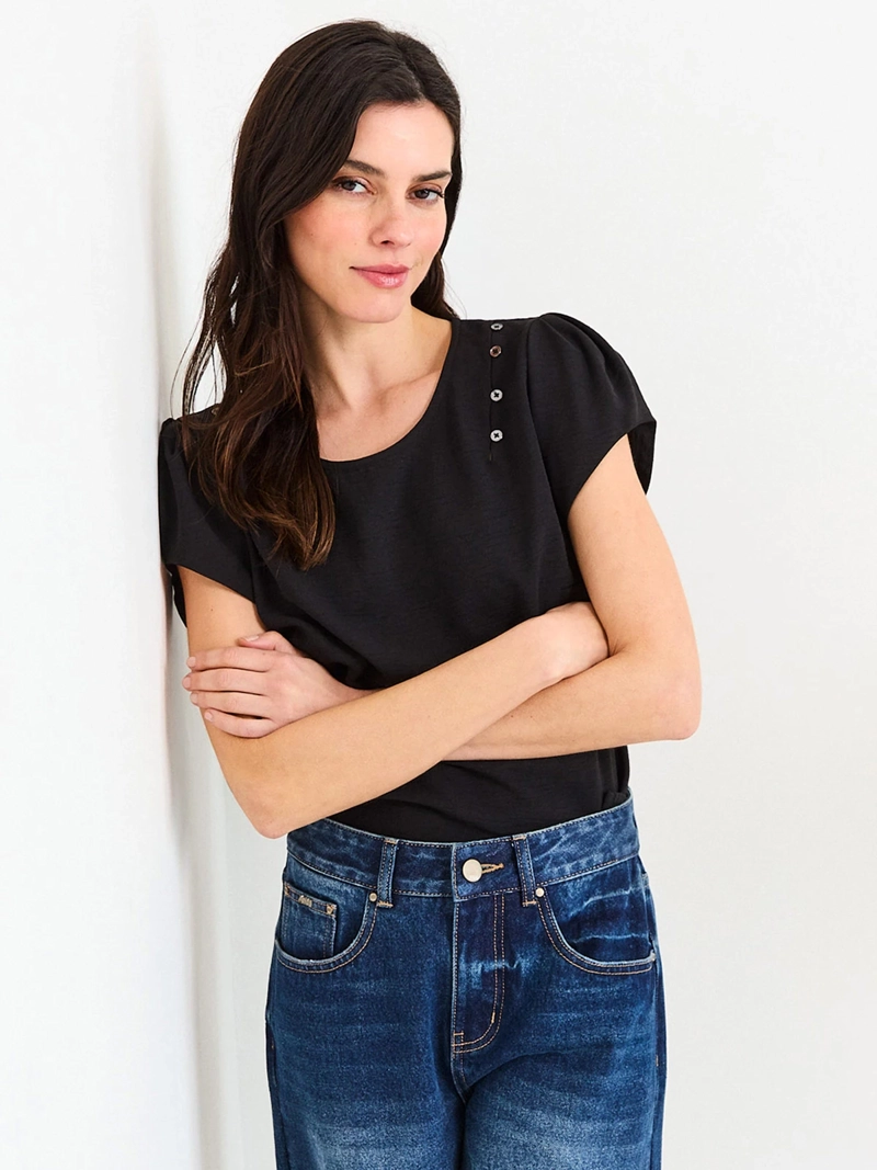 BLUSA MUJER ASH MANGA CORTA TEXTURA