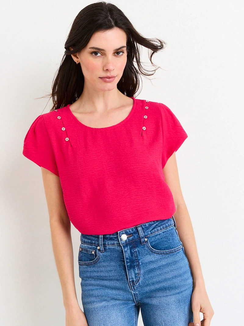 BLUSA MUJER ASH MANGA CORTA TEXTURA