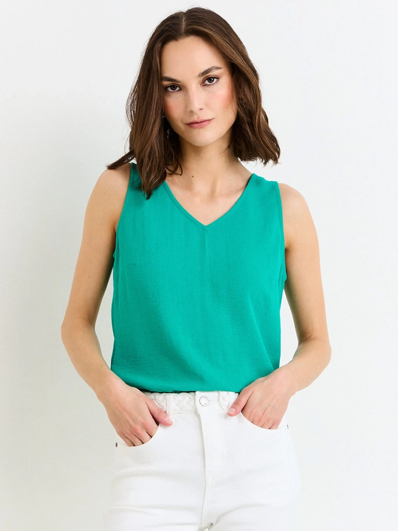 BLUSA MUJER ASH ESCOTE EN V SIN MANGAS