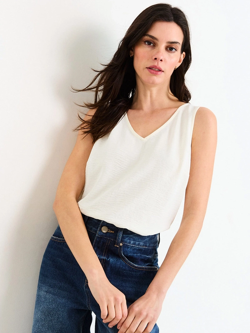 BLUSA MUJER ASH ESCOTE EN V SIN MANGAS