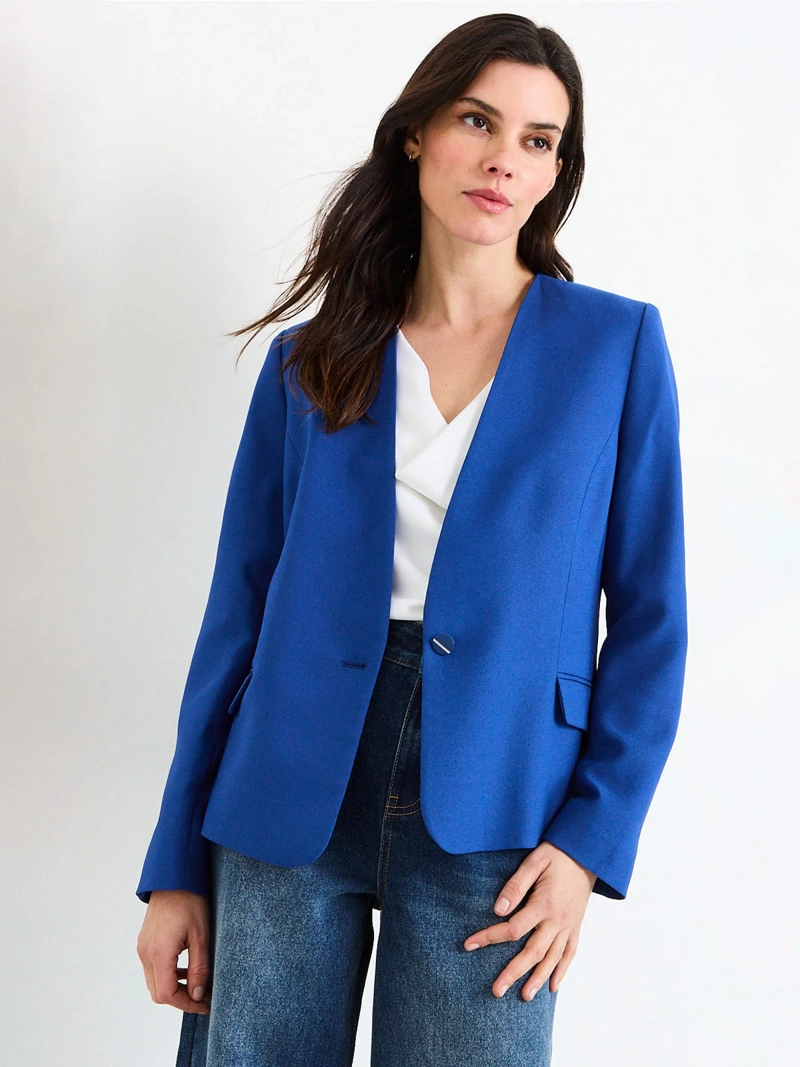 BLAZER MUJER ASH ESCOTE EN V MANGA LARGA CIERRE FRONTAL - 1