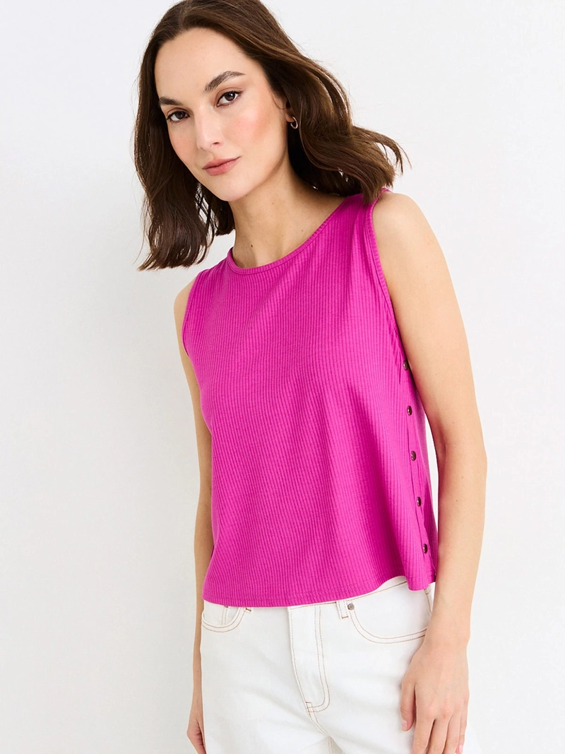 POLERA MUJER ASH ESCOTE REDONDO SIN MANGAS RIB