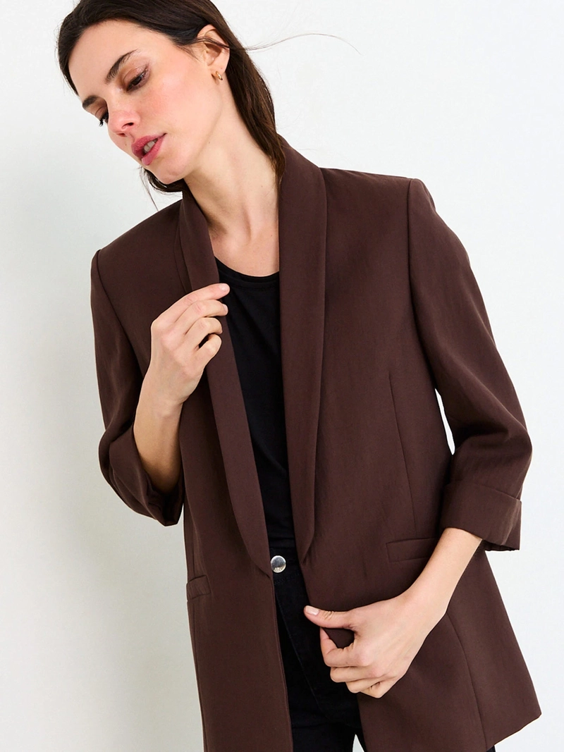 BLAZER MUJER ASH MANGA 3/4 SOLAPA CONTINUA