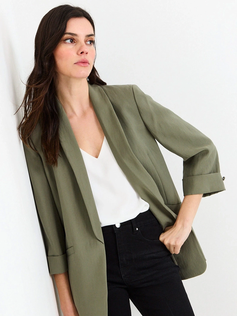BLAZER MUJER ASH MANGA 3/4 SOLAPA CONTINUA - 1