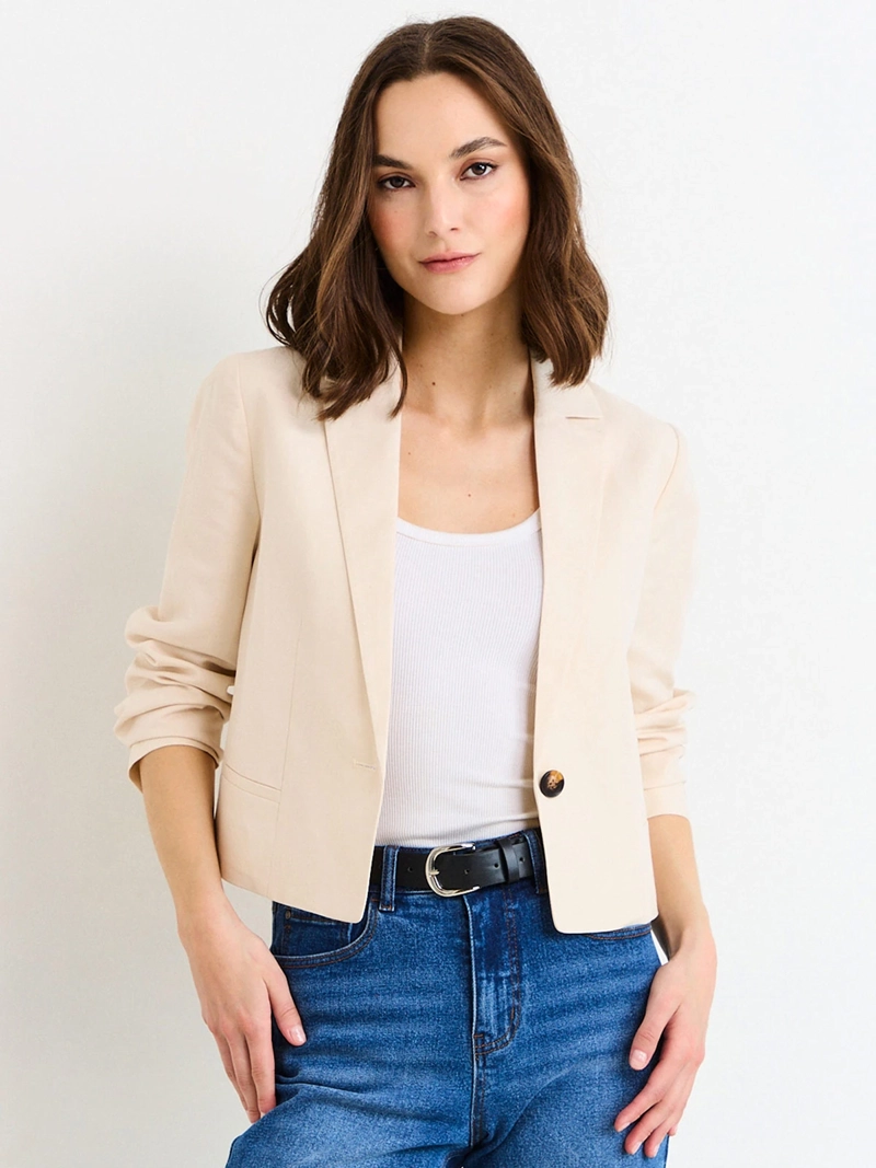 BLAZER MUJER ASH LINO MANGA LARGA SOLAPA CLÁSICA