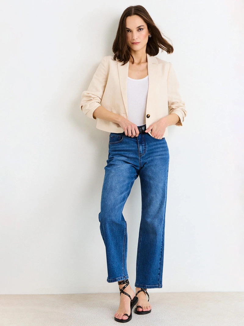 BLAZER MUJER ASH LINO MANGA LARGA SOLAPA CLÁSICA - 4