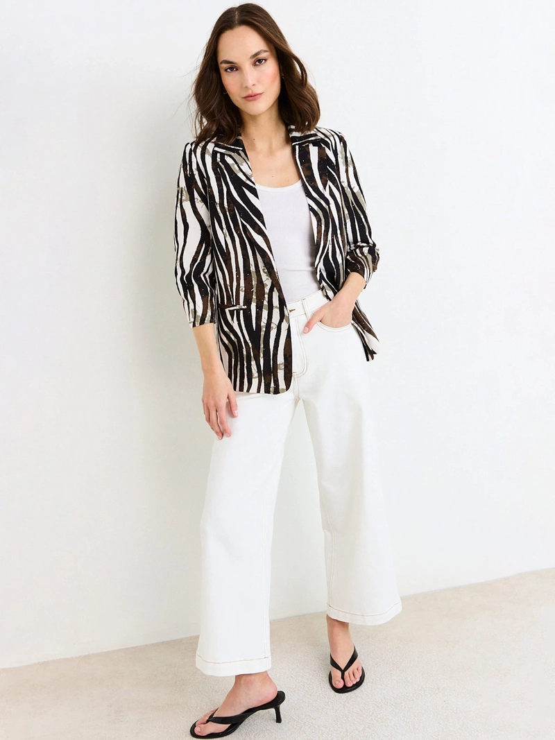 BLAZER MUJER ASH LINO MANGA 3/4 PRINT - 4