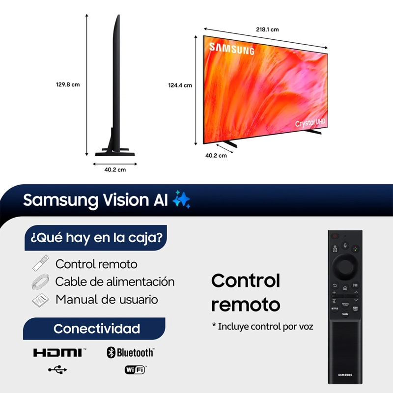 SMART TV SAMSUNG LED 4K UHD 98" CRYSTAL U9500H 4K VISION AI (2026) + CONTROL POR VOZ - 3
