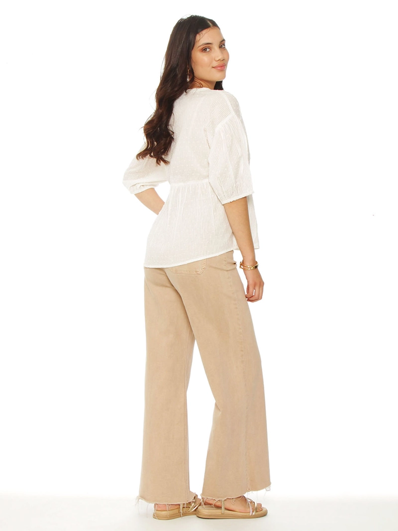 BLUSA MUJER WADOS ALGODÓN ESCOTE EN V MANGA CORTA - 2